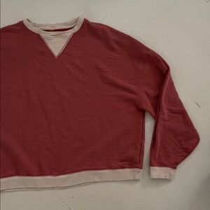 Free People Red and Cream Sweatshirt